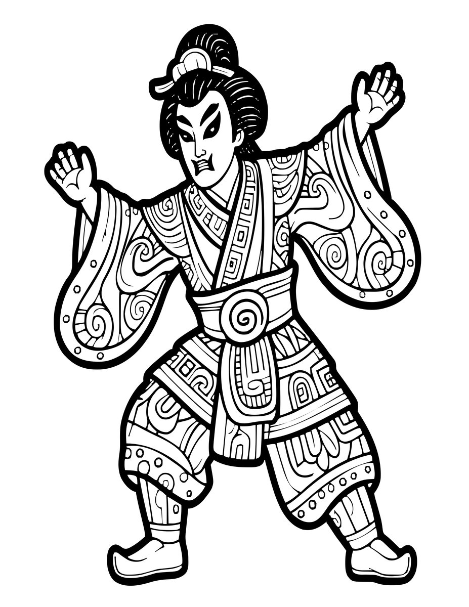 Kabuki Actor - free printable coloring page