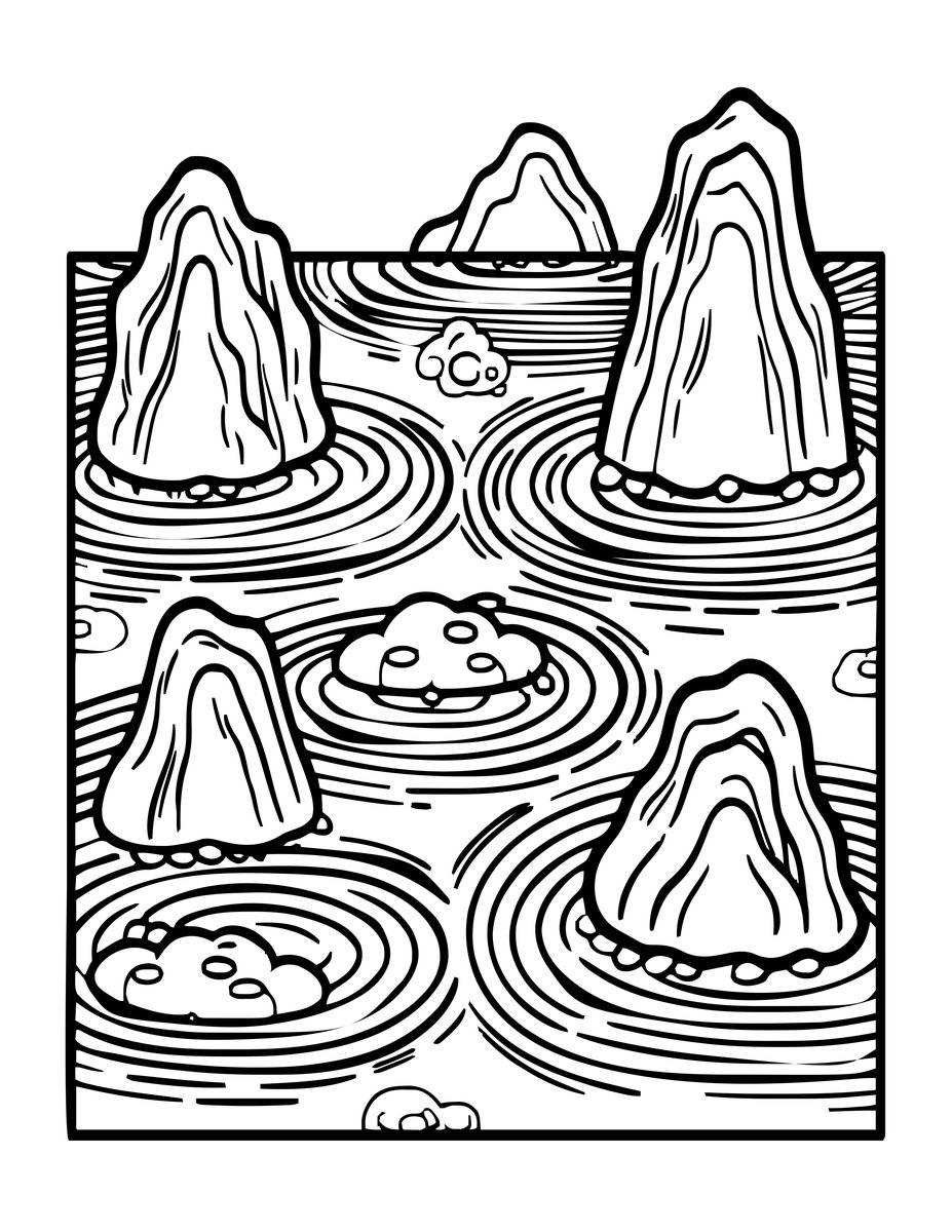 Zen Rock Garden - free printable coloring page