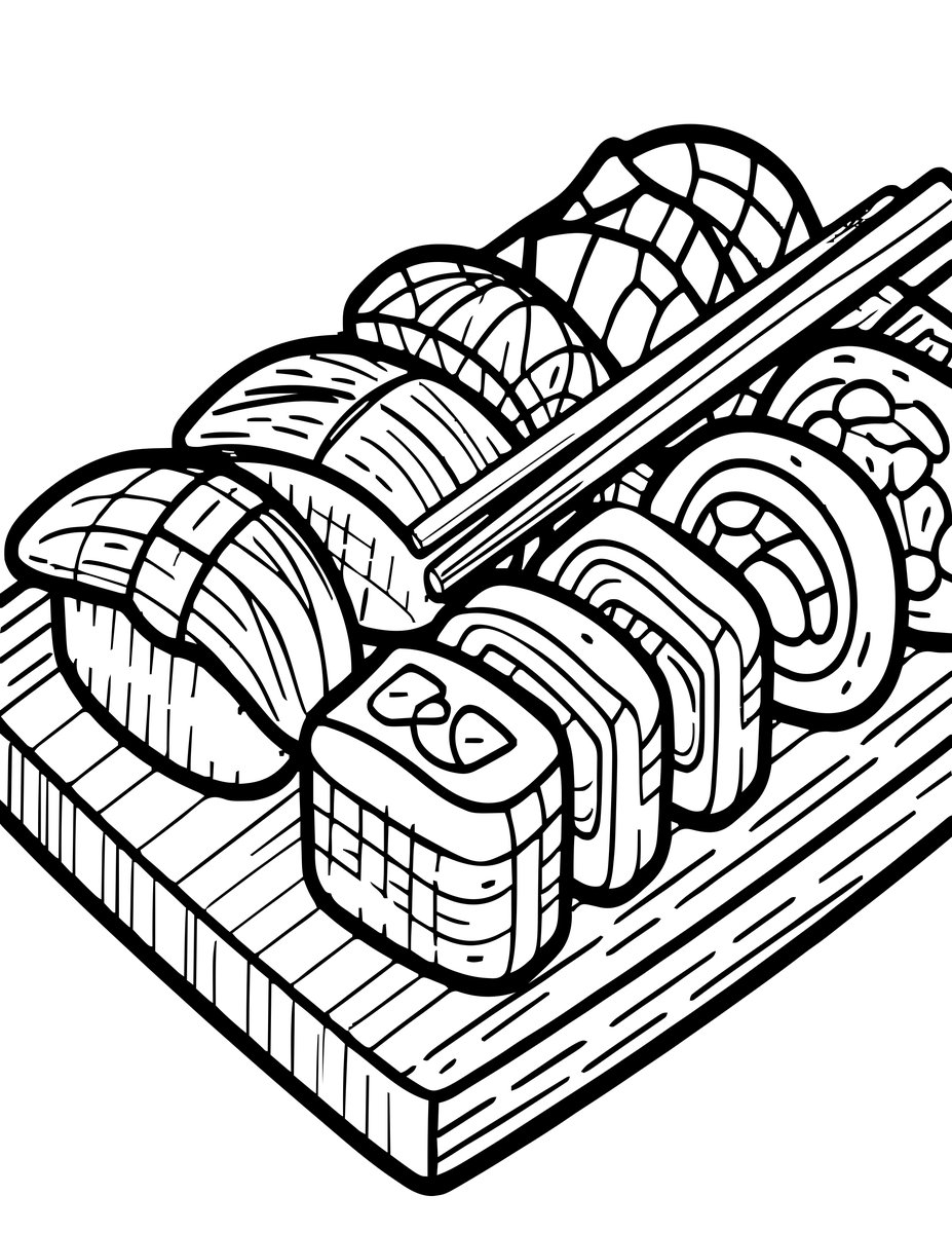 Sushi Arrangement - free printable coloring page