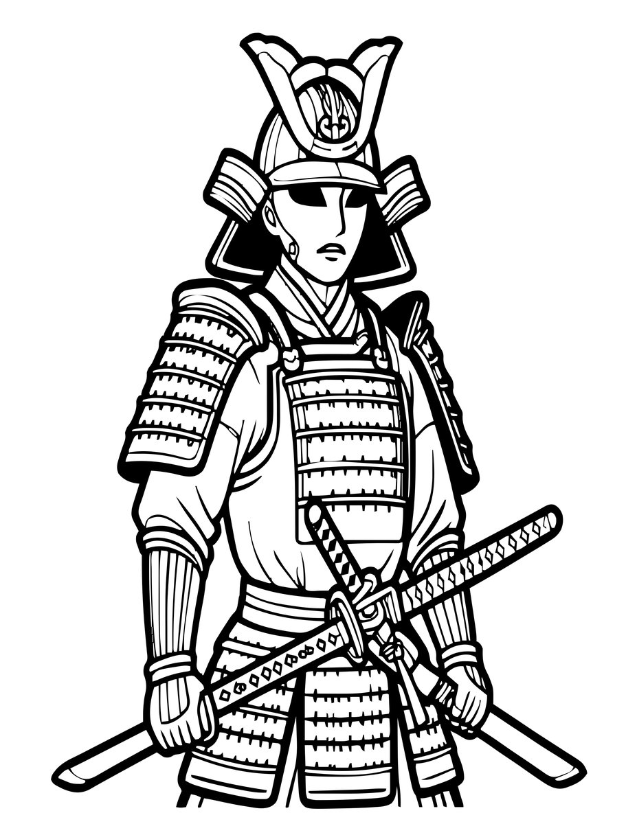 Samurai Warrior - free printable coloring page