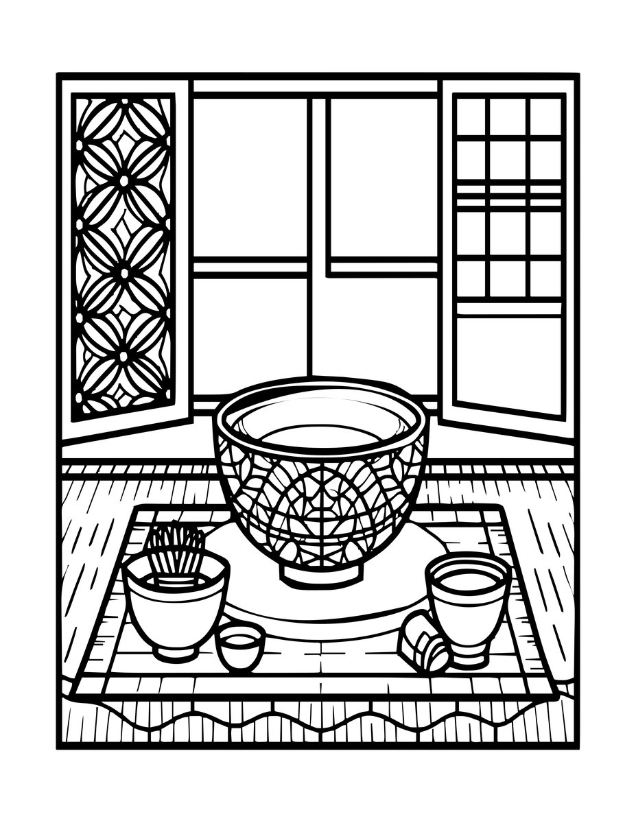 Tea Ceremony - free printable coloring page