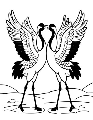 Crane Dance - Free printable coloring page
