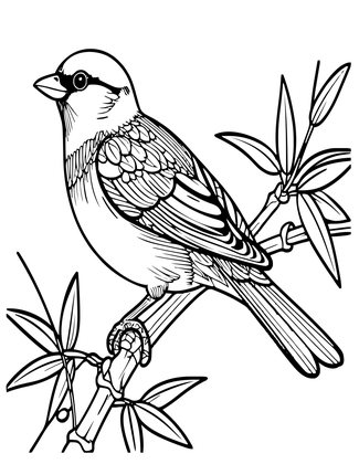 Bamboo & Sparrows - Free printable coloring page