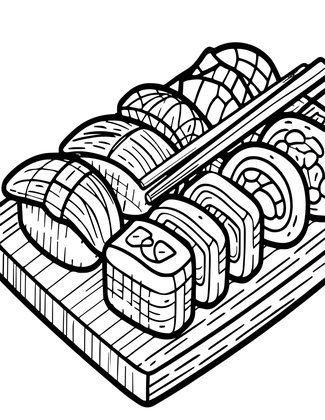 Sushi Arrangement - Free printable coloring page