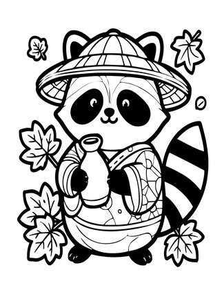 Tanuki - Free printable coloring page