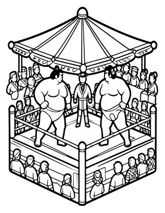 Sumo Wrestlers - Free printable coloring page