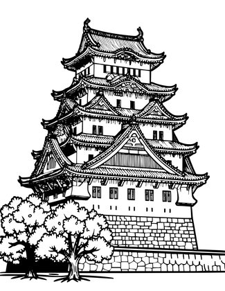 Japanese Castle - Free printable coloring page