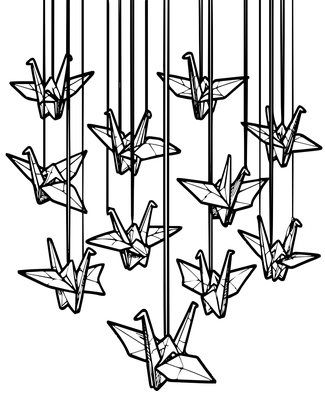Origami Cranes - Free printable coloring page