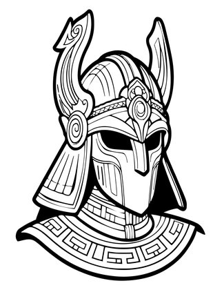 Samurai Helmet - Free printable coloring page
