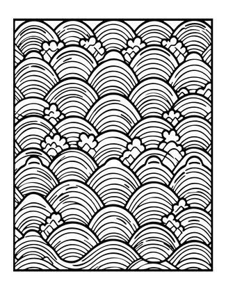 Woodblock Waves - Free printable coloring page