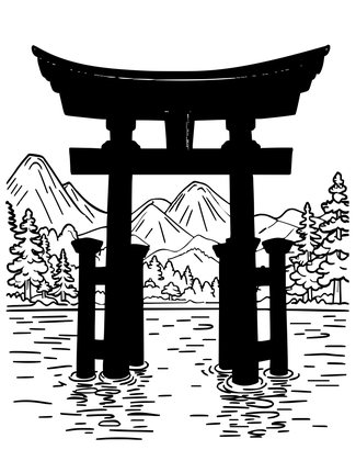 Torii Gate - Free printable coloring page