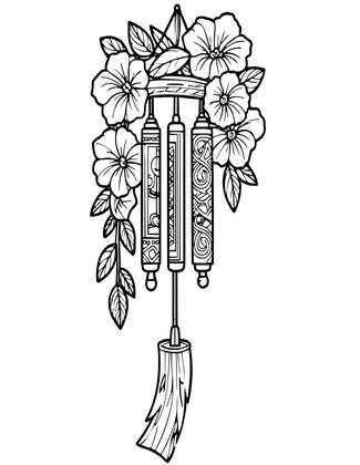 Wind Chime (Furin) - Free printable coloring page