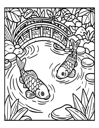 Koi Pond - Free printable coloring page