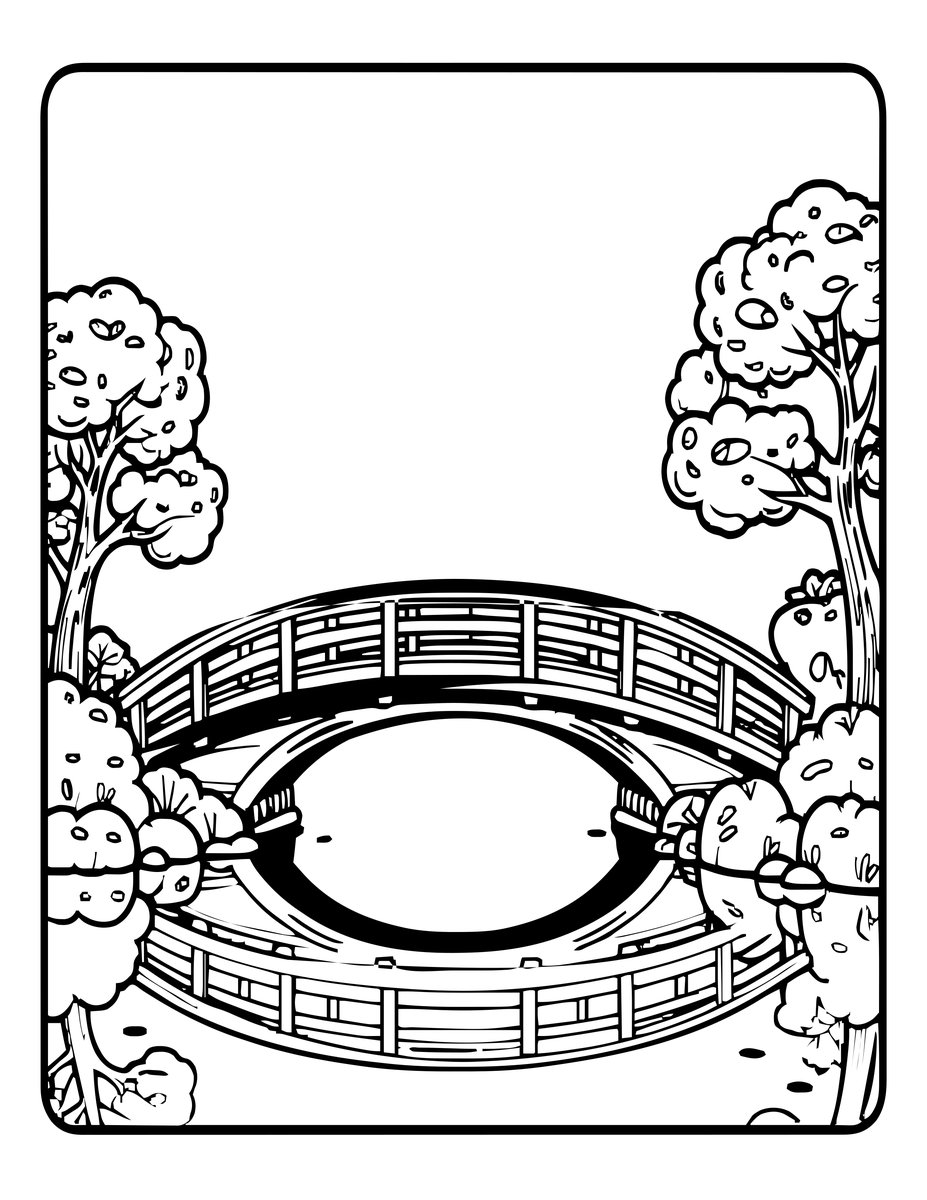 Bridge and Fog - free printable coloring page