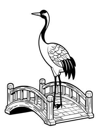 Bridge and Crane - Free printable coloring page