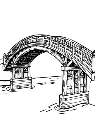 Kintaikyo Bridge - Free printable coloring page