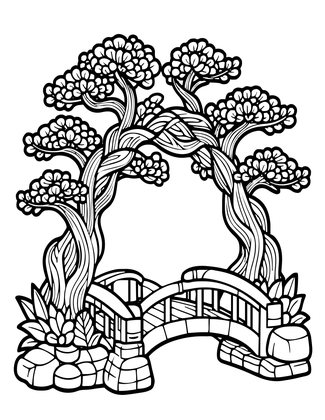 Bridge and Pine - Free printable coloring page