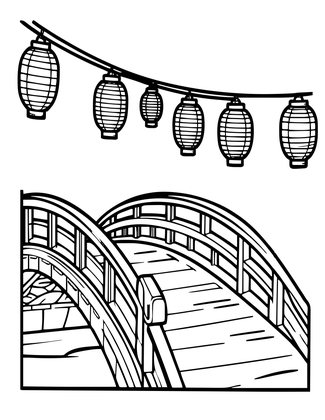Bridge at Night - Free printable coloring page