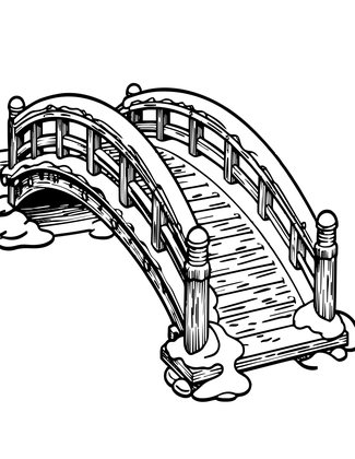 Bridge in Snow - Free printable coloring page