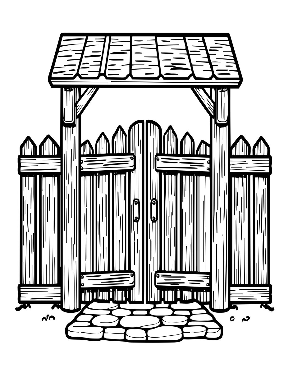 Garden Gate - free printable coloring page