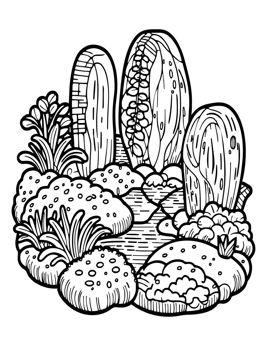 Moss Garden - free printable coloring page