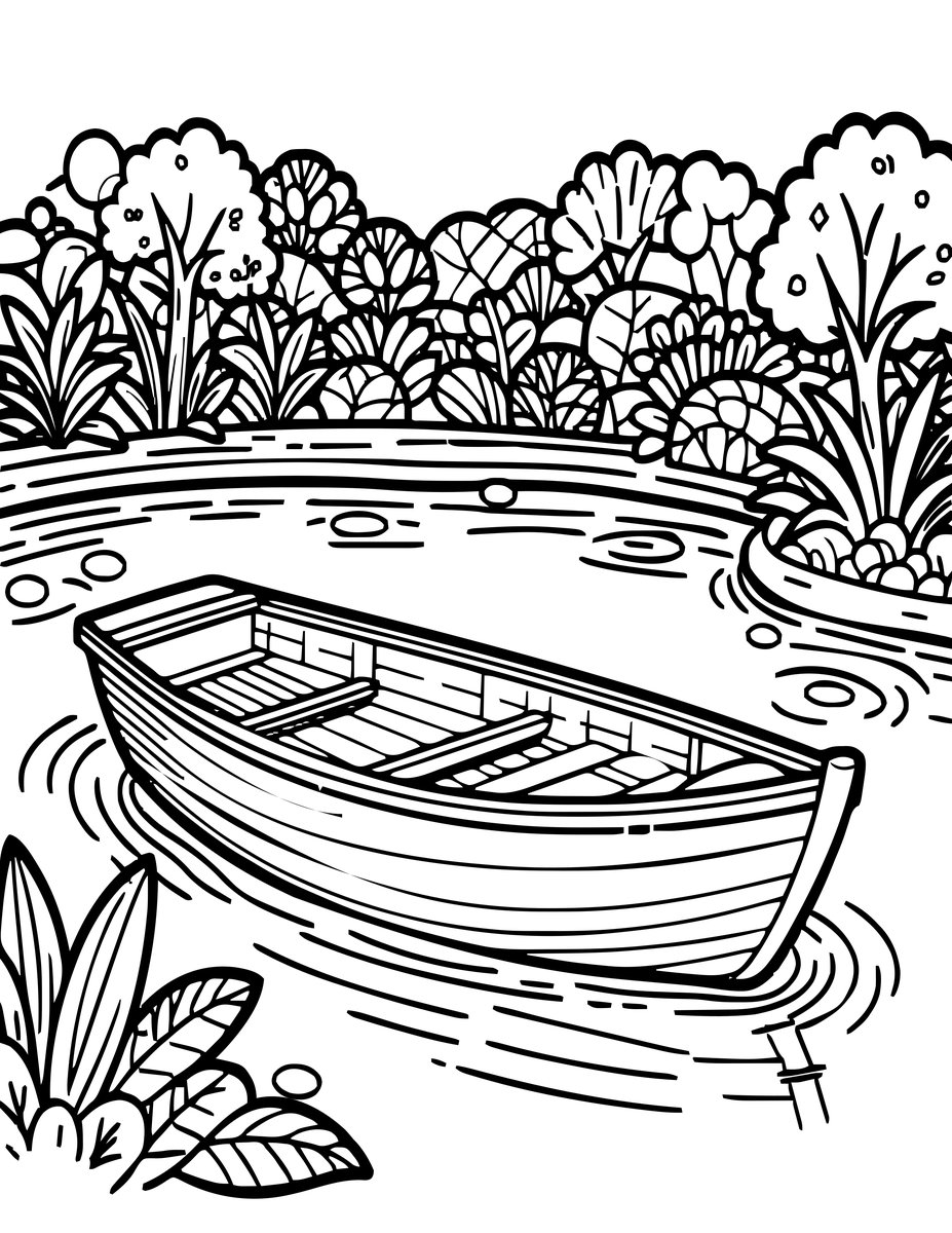 Ornamental Boat - free printable coloring page