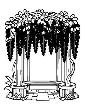 Wisteria Pergola - Free printable coloring page