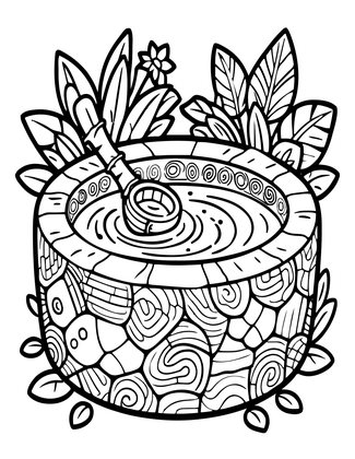 Tsukubai Basin - Free printable coloring page