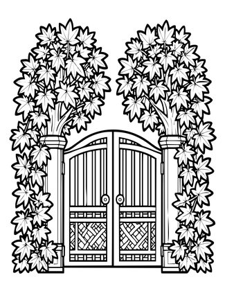 Maple Gate - Free printable coloring page