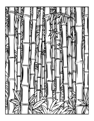 Bamboo Grove - Free printable coloring page