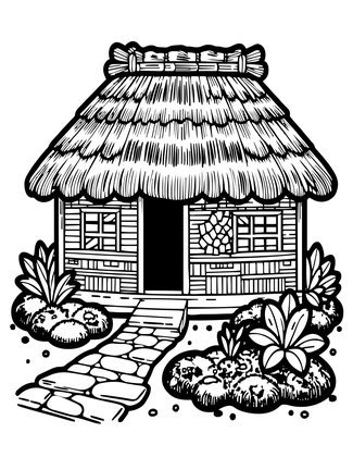 Tea House - Free printable coloring page