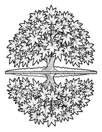 Maple Reflection - Free printable coloring page
