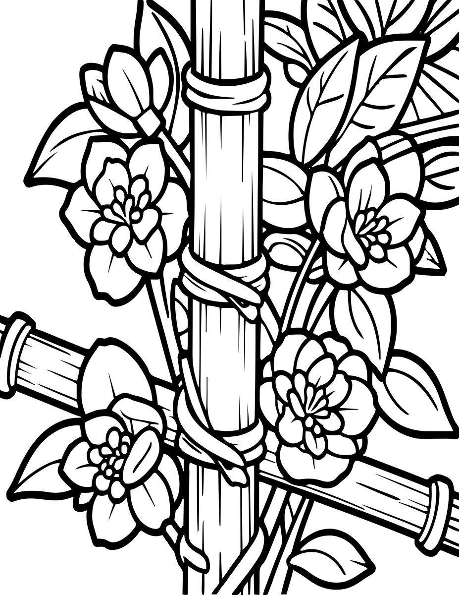 Twining Stems - free printable coloring page