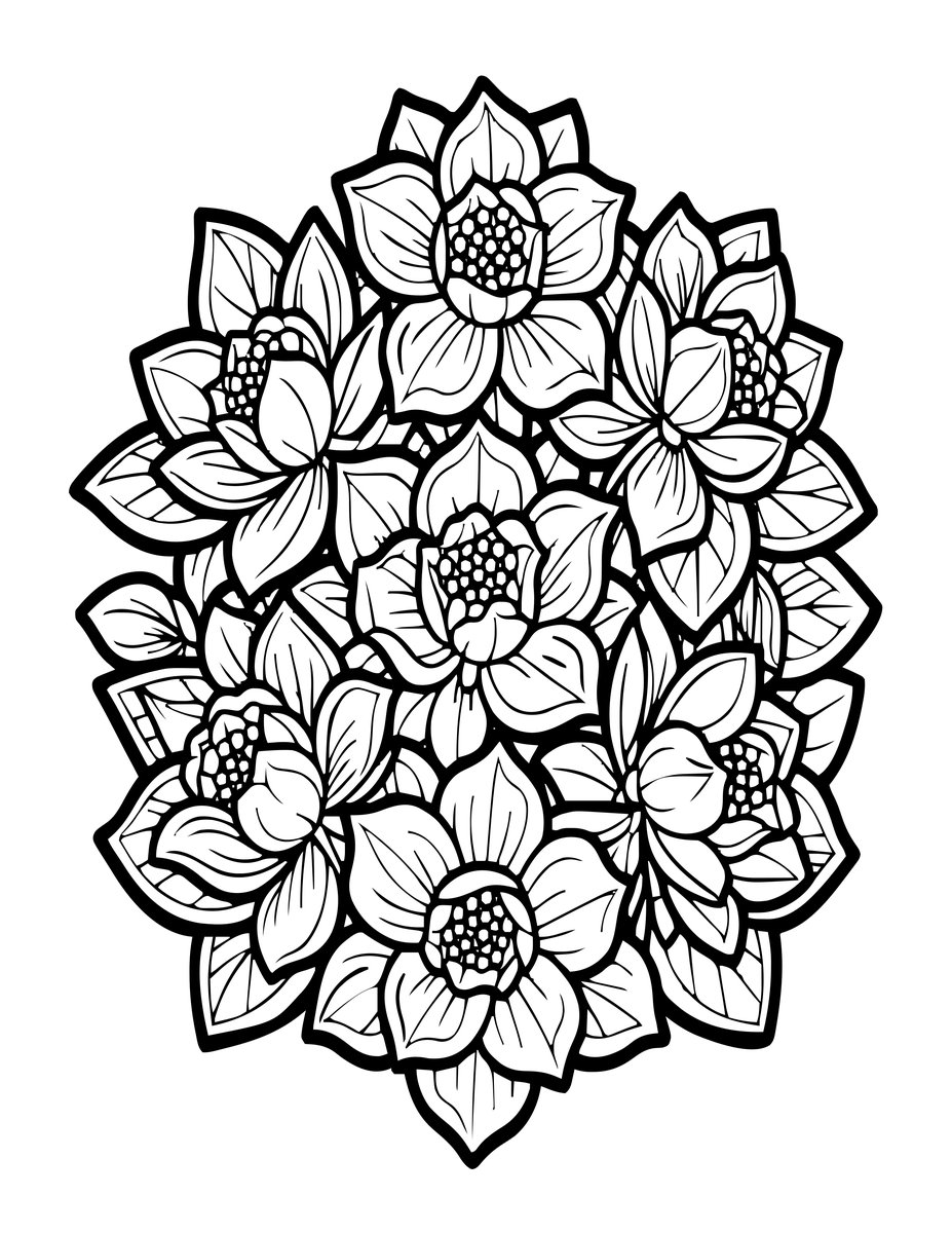 Pressed Flowers - free printable coloring page