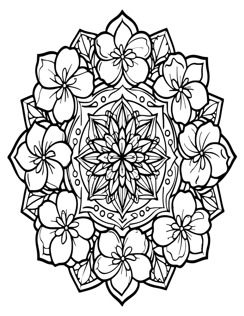 Mandala Blooms - free printable coloring page