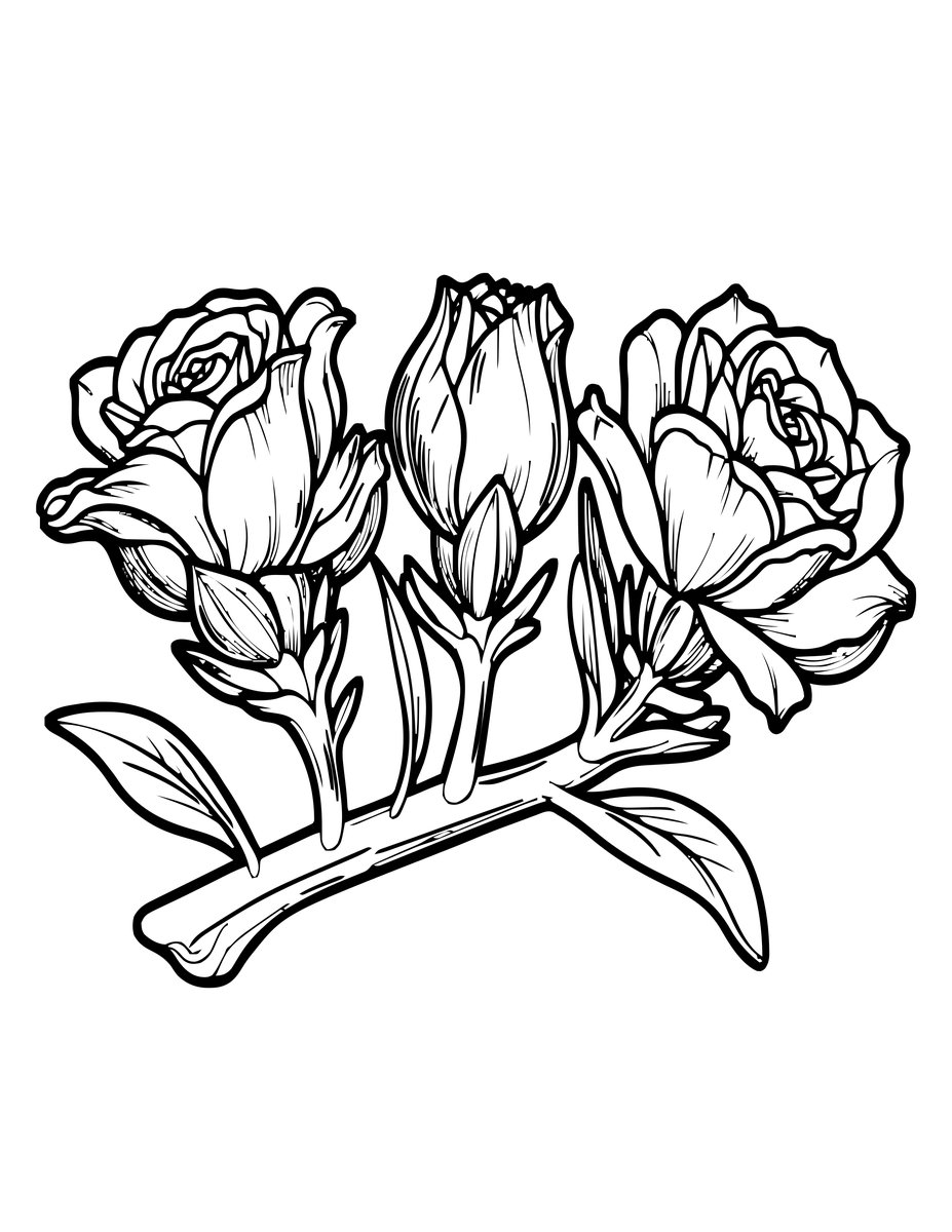 Half-Open Buds - free printable coloring page
