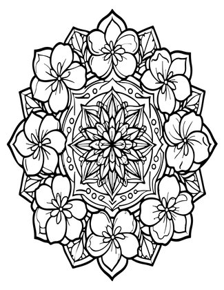 Mandala Blooms - Free printable coloring page