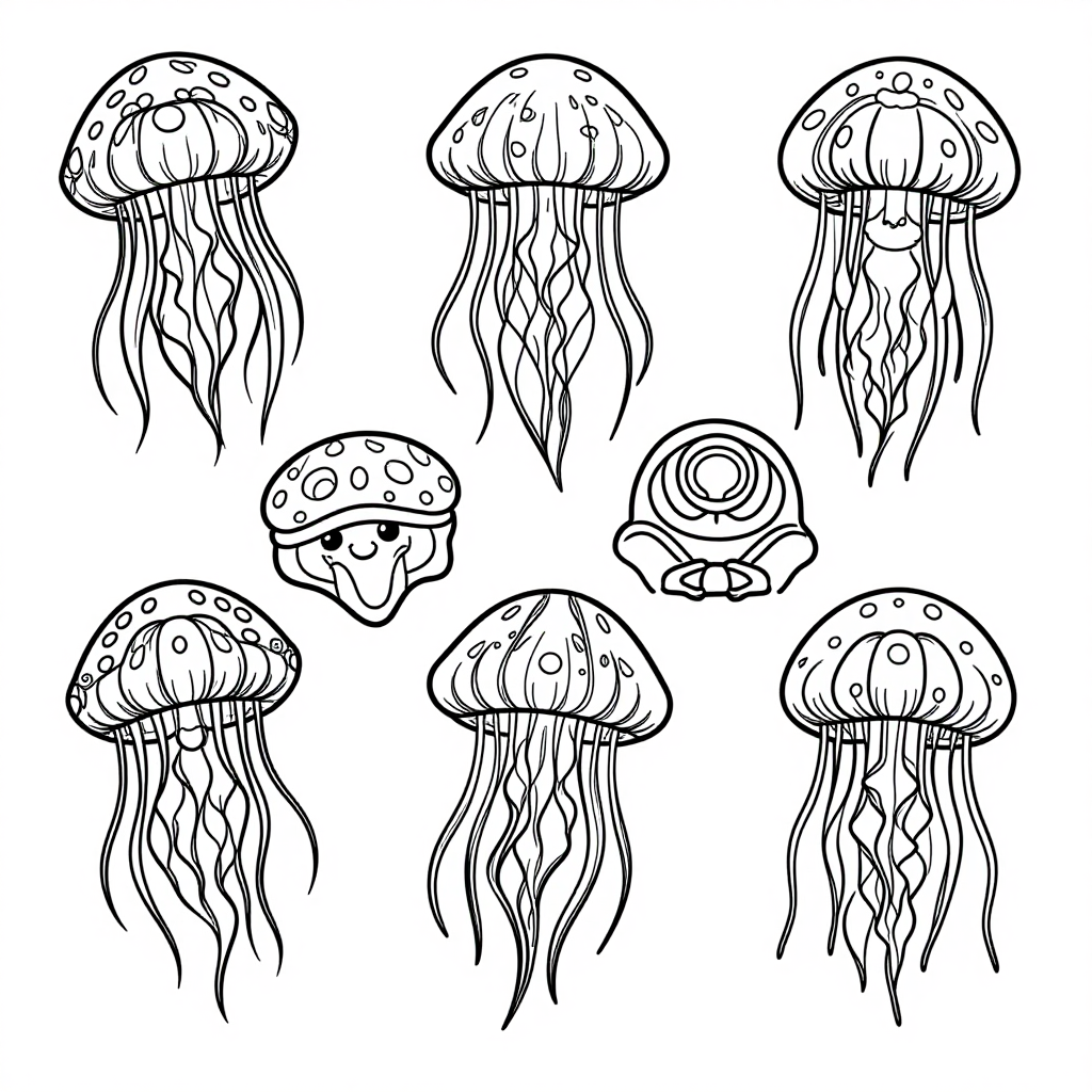 Jellyfish coloring pages collection - 30 free printable pages