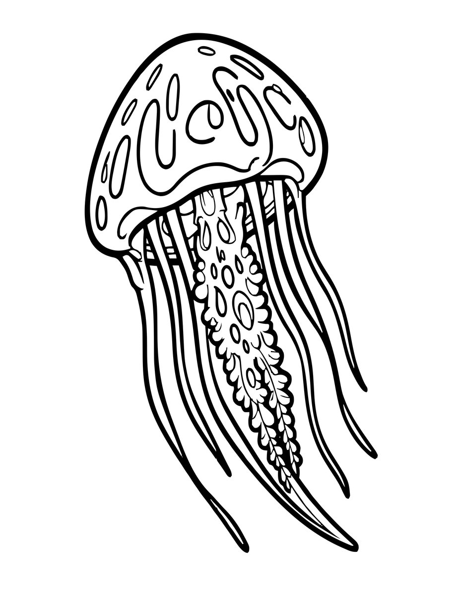 Deep Sea Jellyfish - free printable coloring page