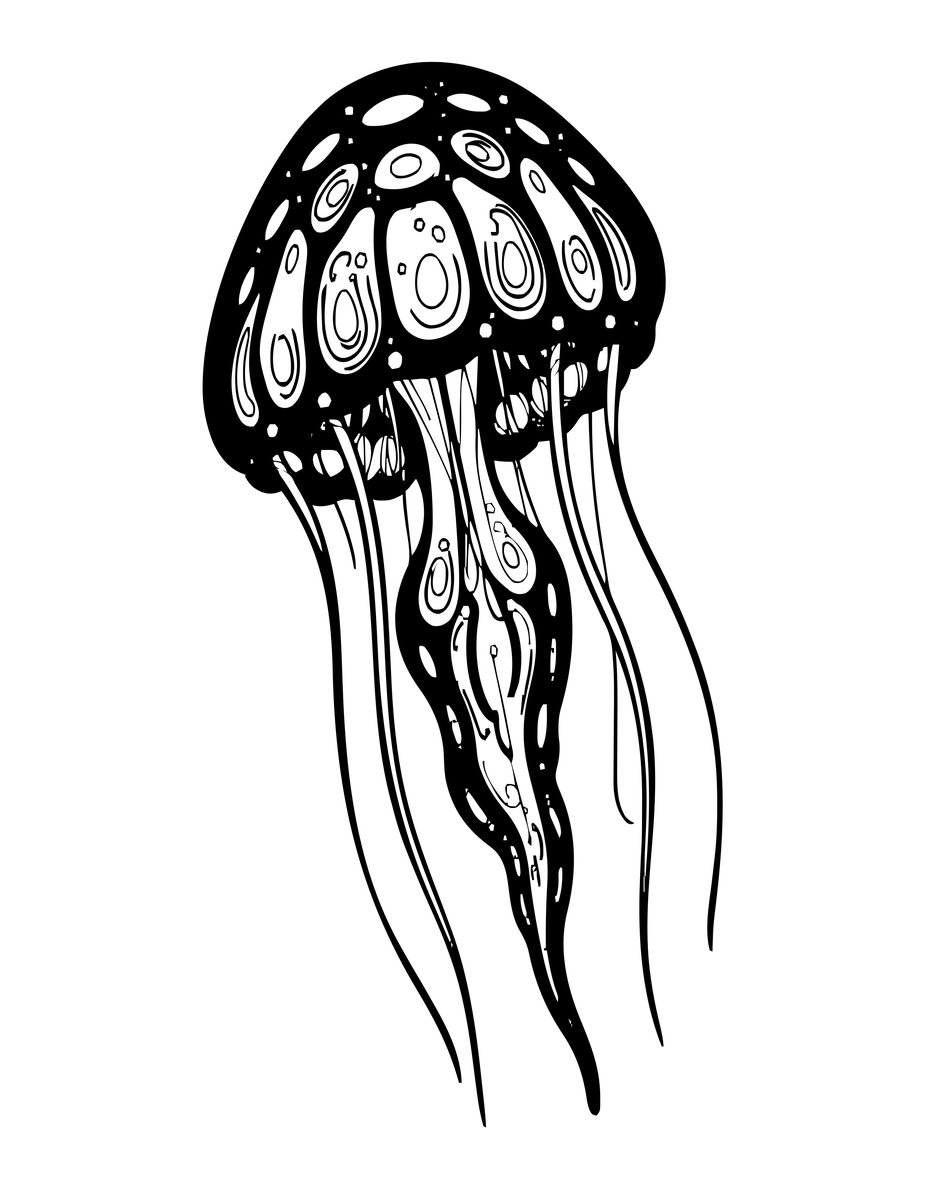 Atolla Jellyfish - free printable coloring page