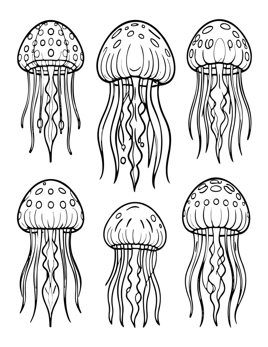 Jellyfish Watercolor - free printable coloring page