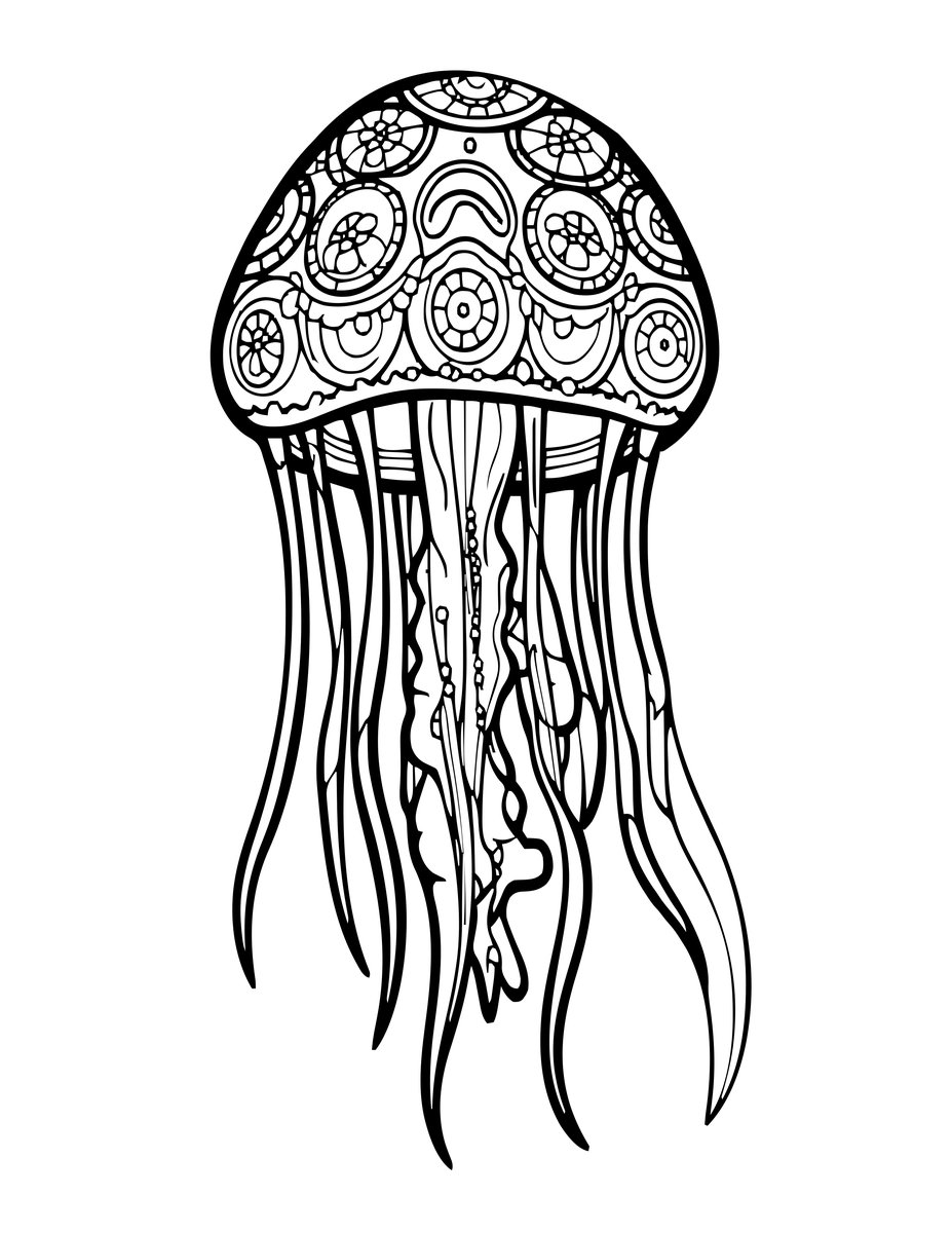 Jellyfish at Surface - free printable coloring page