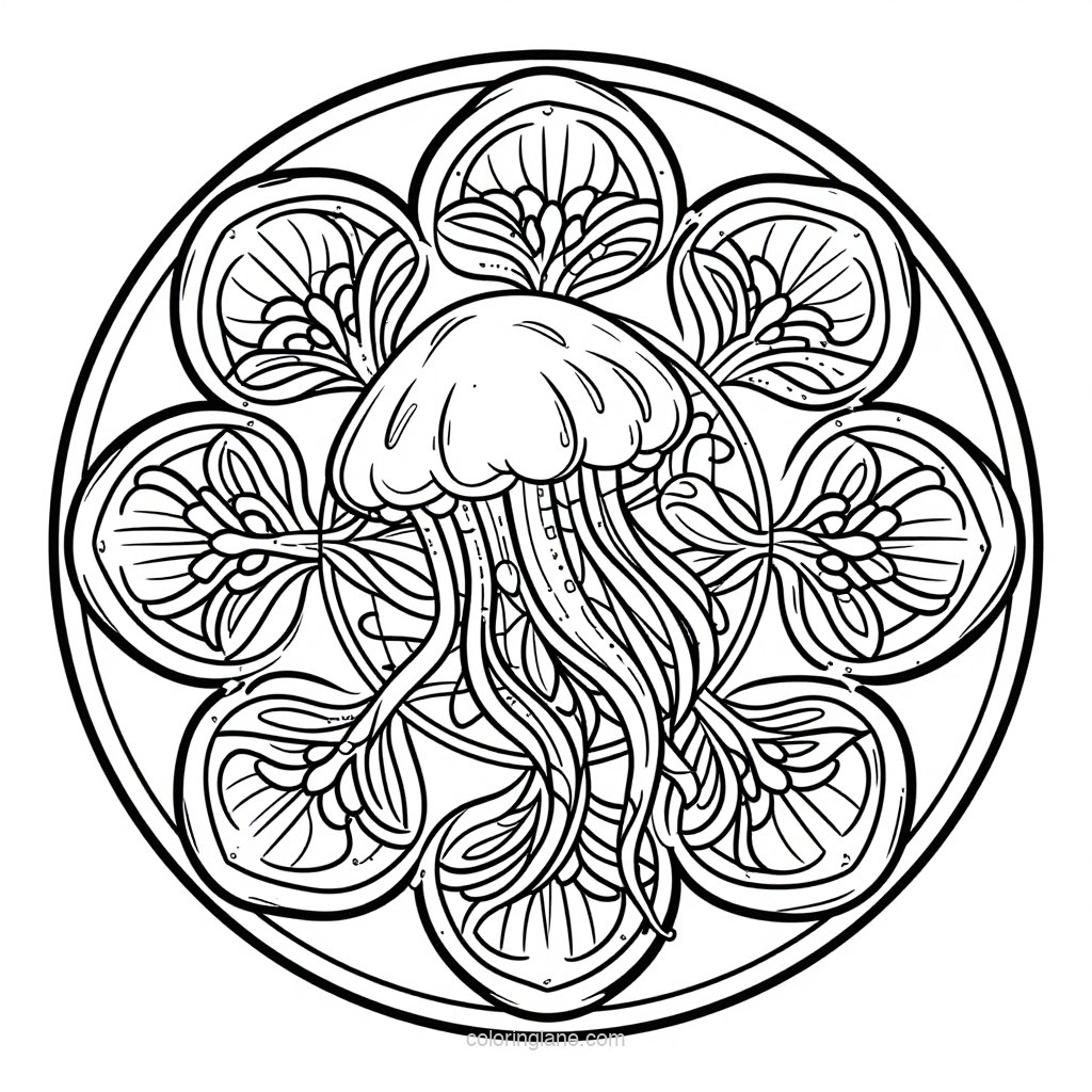 Jellyfish Close-Up - free printable coloring page