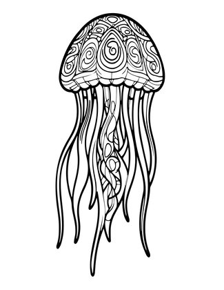 Jellyfish Art Nouveau - Free printable coloring page