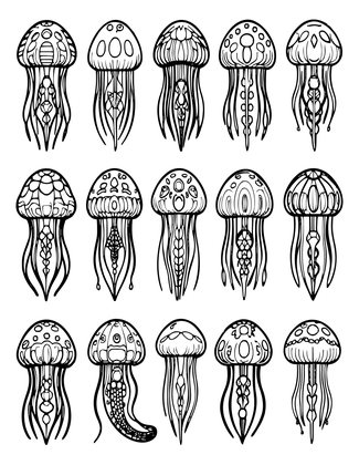 Jellyfish Collection - Free printable coloring page