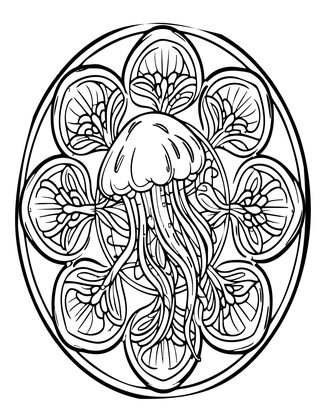 Jellyfish Mandala - Free printable coloring page