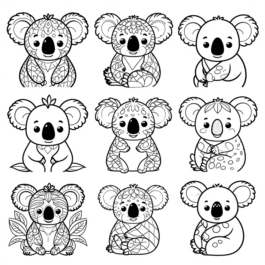Koalas coloring pages collection - 30 free printable pages