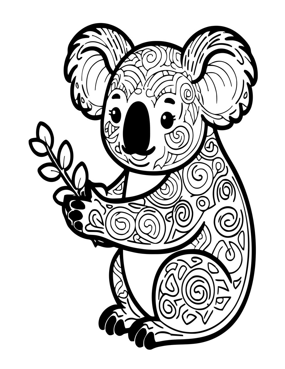 Koala and Keeper - free printable coloring page