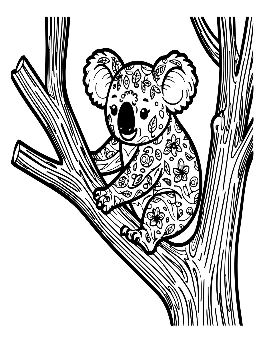 Koala in Drought - free printable coloring page