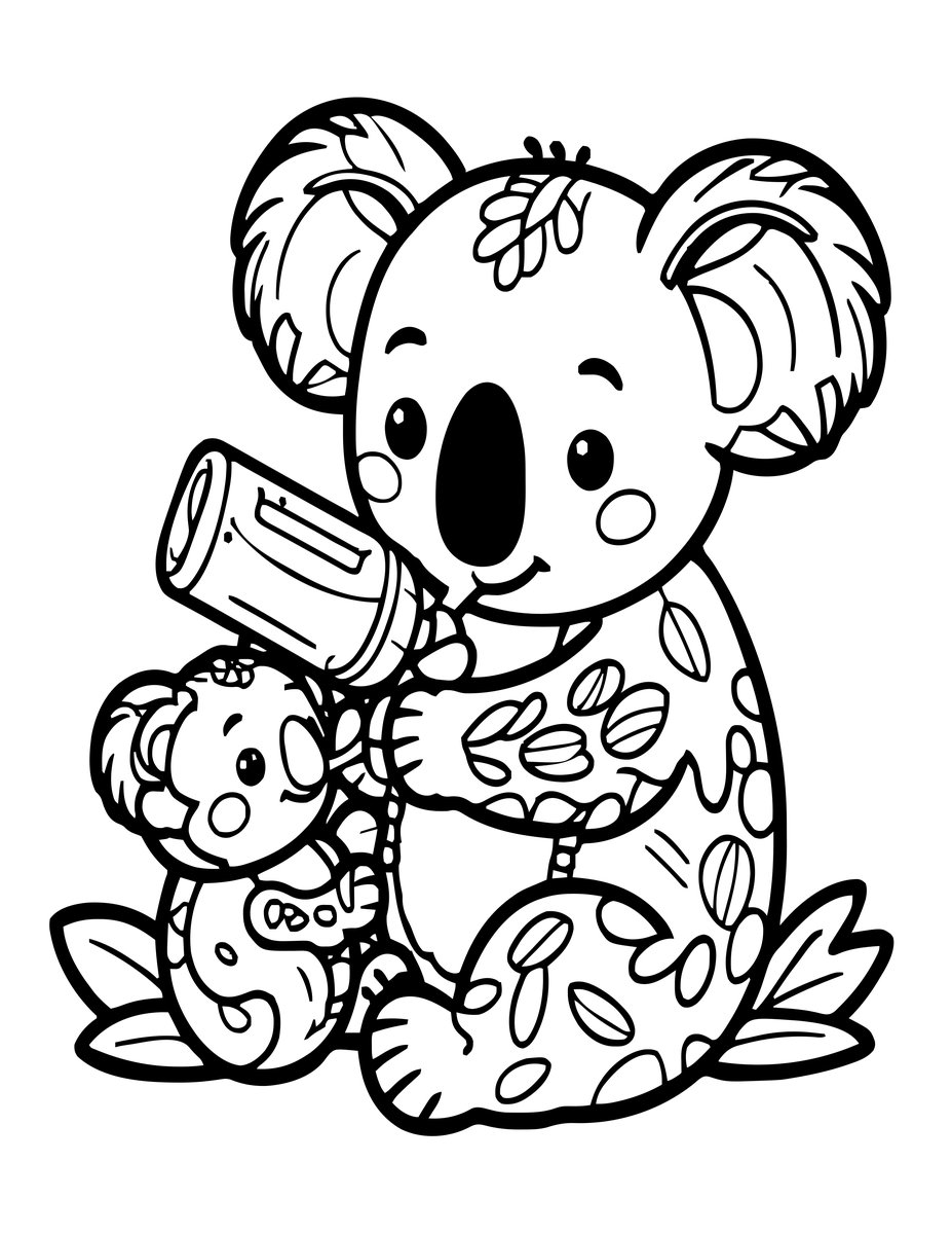 Baby Koala - free printable coloring page